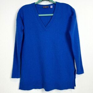 Cullen Cashmere V-neck Blue Tunic Sweater XS